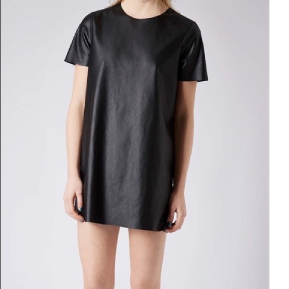 Topshop faux leather shift dress